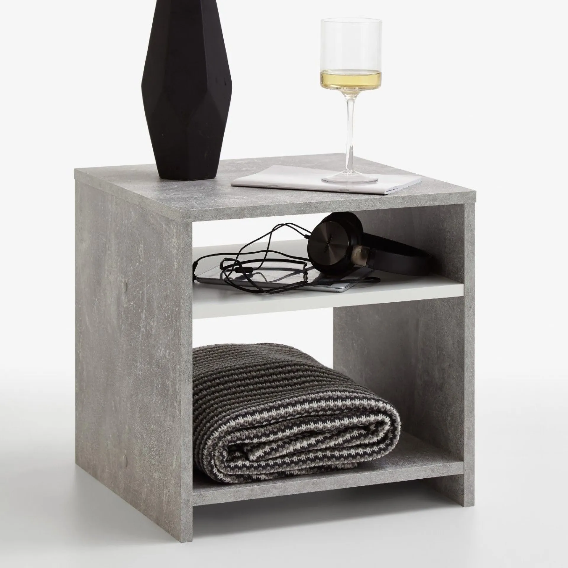 FMD Beistelltisch Linn - Beton/Weiß