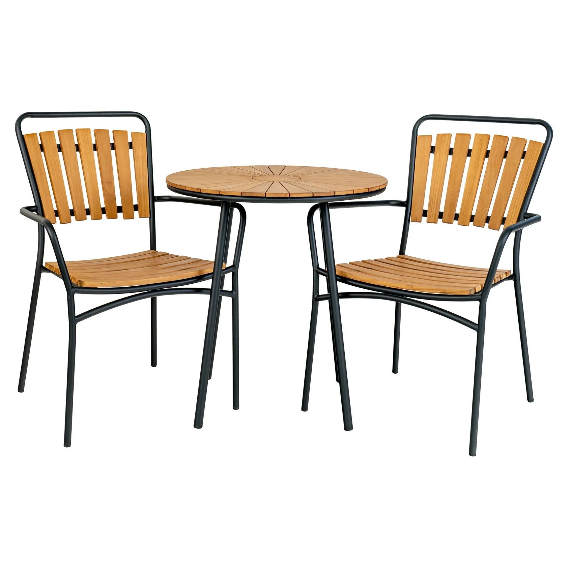 House Nordic Beistelltisch mit Teakholzplatte - Natur/Schwarz