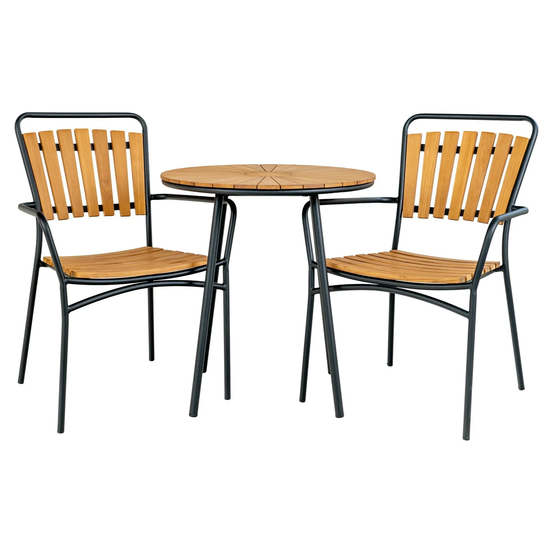 House Nordic Beistelltisch mit Teakholzplatte - Natur/Schwarz