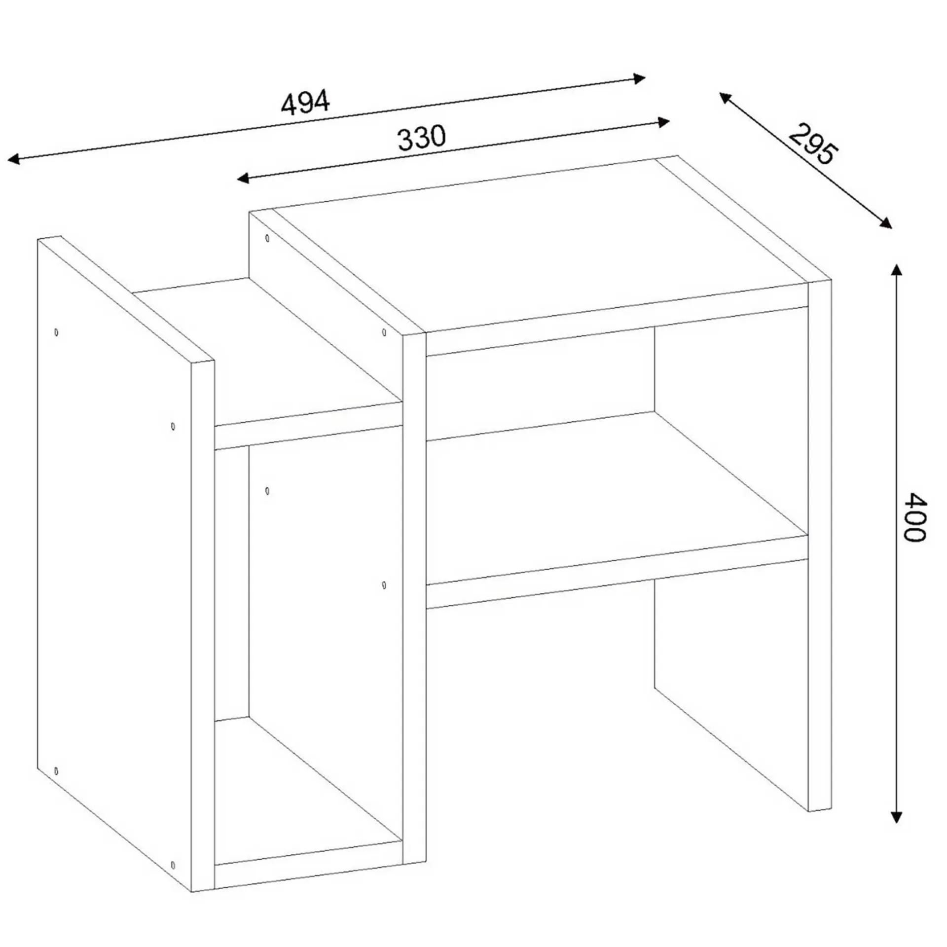 Emob Beistelltisch Piyon - 50x30x40cm - mit Ablage -