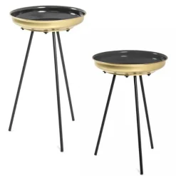 Haku Beistelltisch-Set | Zwei Tische | Schwarz-Gold