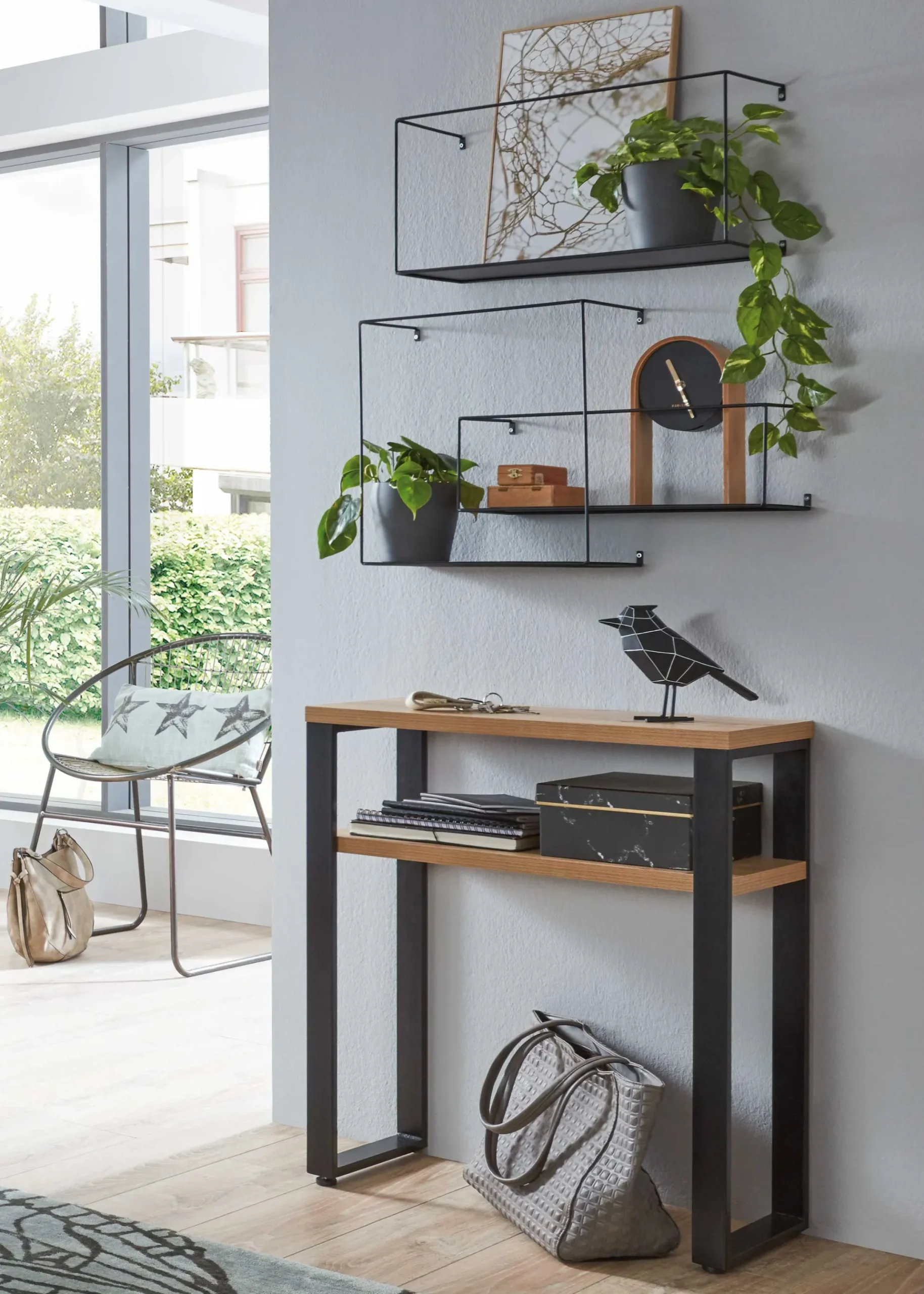 Haku Beistelltisch | 70 x 28 x 75 cm | Anthracite Oak Design