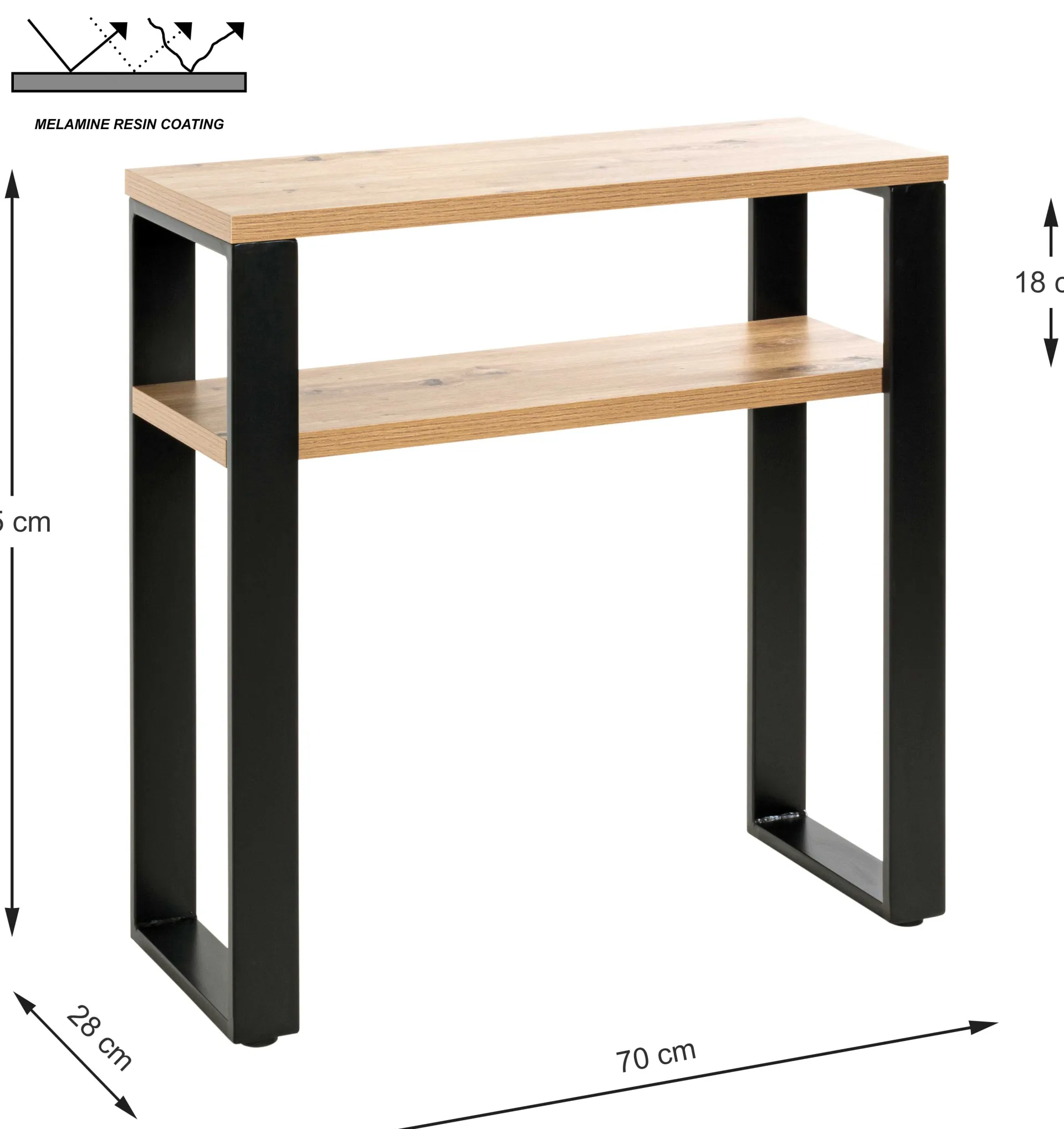 Haku Beistelltisch | 70 x 28 x 75 cm | Anthracite Oak Design