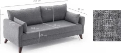 Emob Bella 3-Sitzer-Schlafsofa | HOLZ-/MDF-RAHMEN |