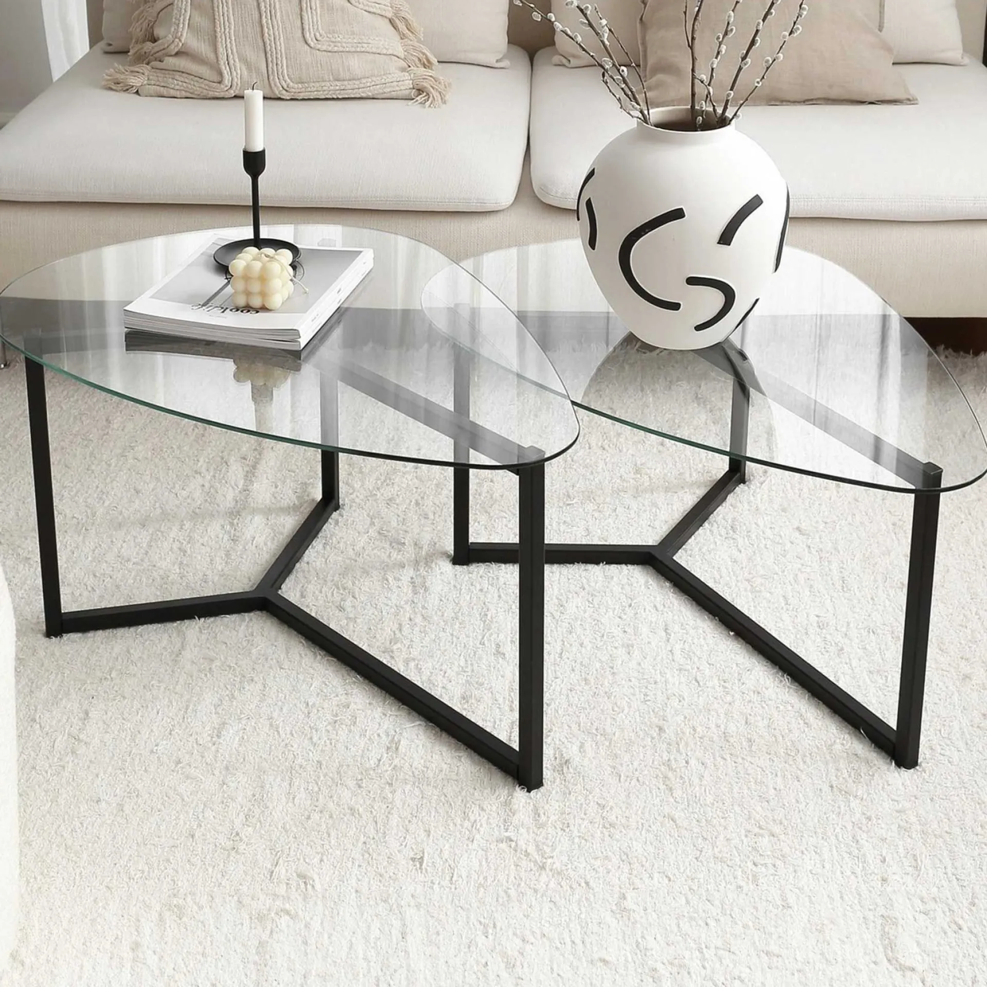 Emob Bellisimo Couchtisch-Set | METALLRAHMEN | Matt