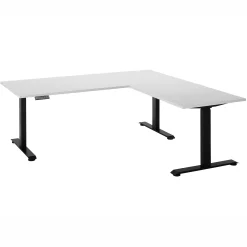 Emob Ben Verstellbarer Eckschreibtisch 185x77x74-125cm - weiß/schwarz
