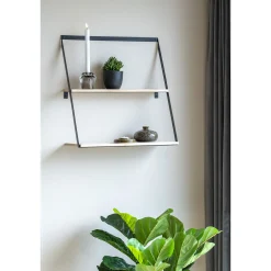 Bern Wandregal - Natur | Stahl und Kiefernholz | 50x21x52 cm