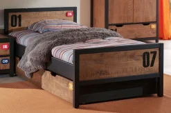 Bett Alex 90x200cm (inkl. Lattenrost) mit Bettkasten - braun/schwarz