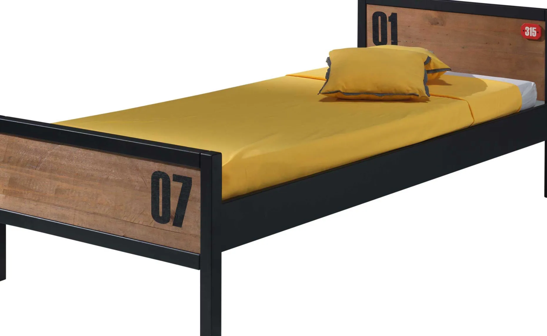 Bett Alex 90x200cm (inkl. Lattenrost) mit Bettkasten - braun/schwarz