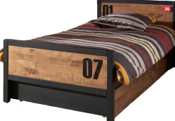 Bett Alex 90x200cm (inkl. Lattenrost) mit Bettkasten - braun/schwarz