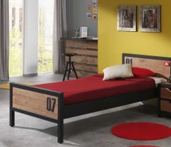 Bett Alex 90x200cm (inkl. Lattenrost) mit Bettkasten - braun/schwarz
