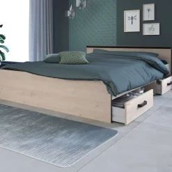 Bett Alma 140x190cm mit Schubladen - Eichendekor