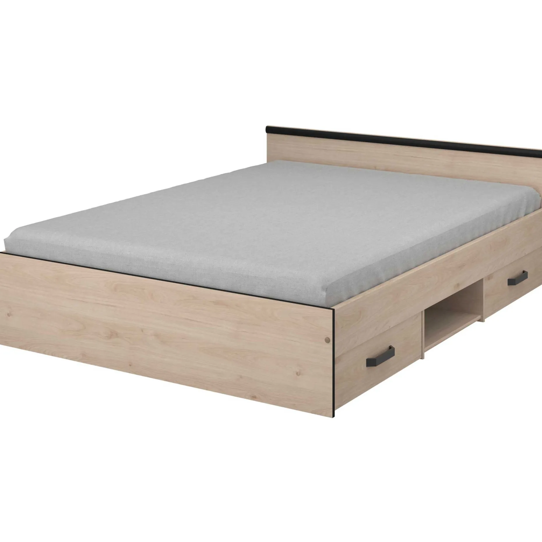 Bett Alma 140x190cm mit Schubladen - Eichendekor