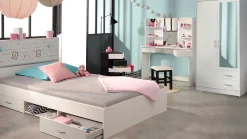 Bett Alma 140x190cm mit Schubladen - weiß