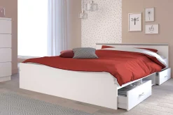Bett Alma 140x190cm mit Schubladen - weiß