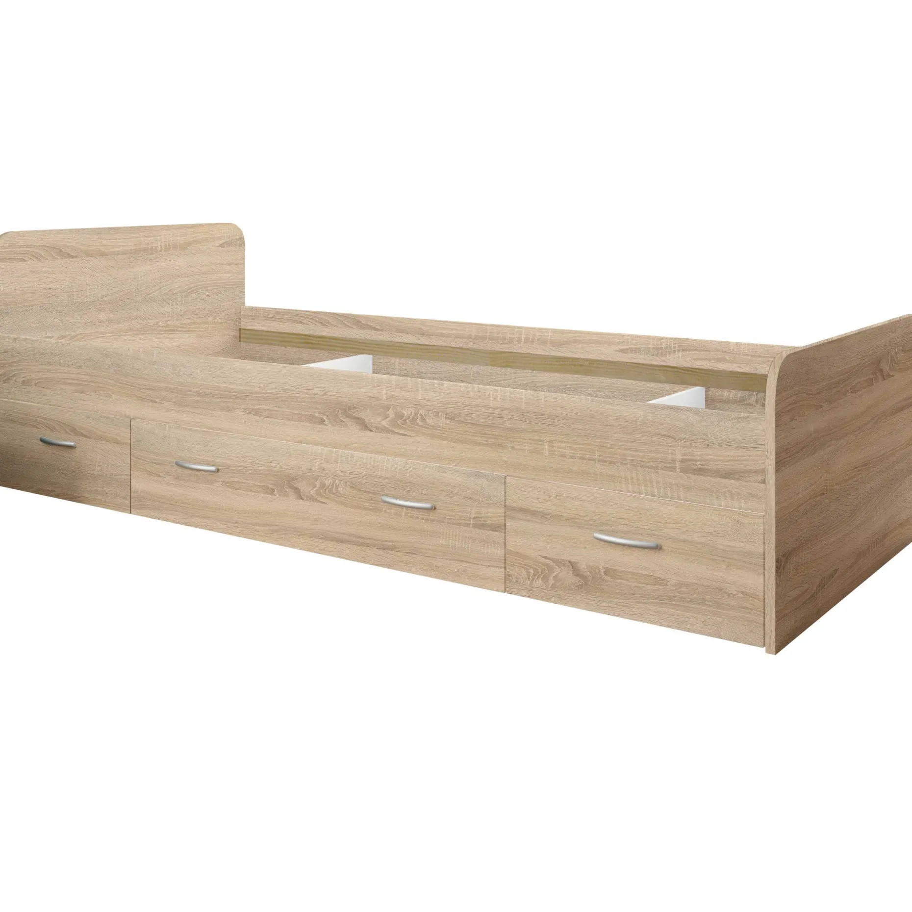 Bett Barko 90x200 mit 3 Schubladen - Eiche