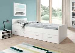 Bett Barko 90x200 mit 3 Schubladen - weiß