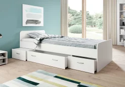 Bett Barko 90x200 mit 3 Schubladen - weiß