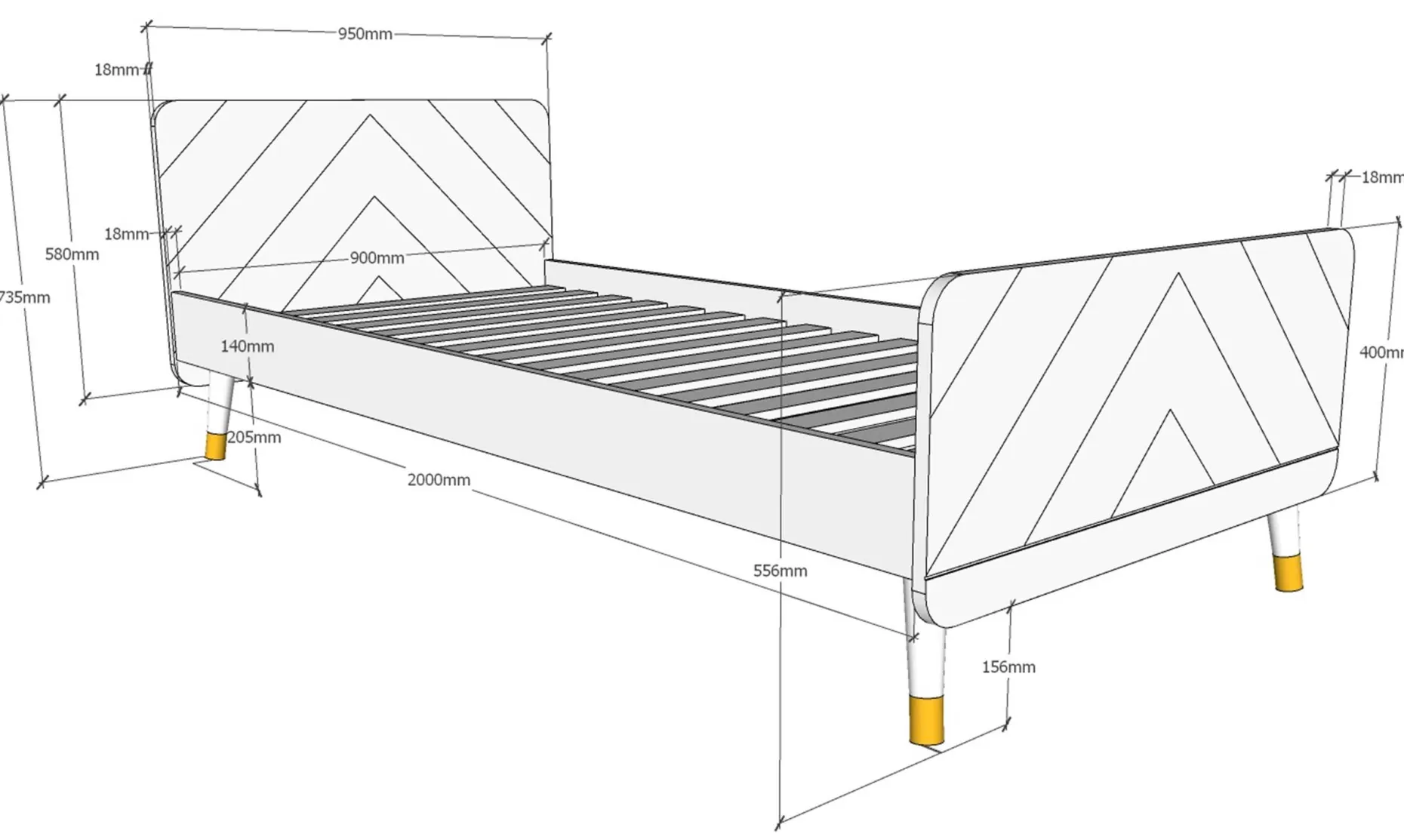 Bett Billy 90x200 - olivgrün