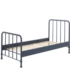 Bett Bronxx Metall 90x200(inkl. Lattenrost) mit Nachttisch-matt denim blue