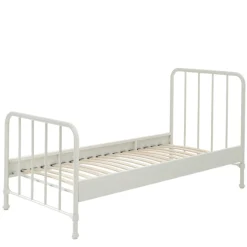 Bett Bronxx Metall 90x200 (inkl. Lattenrost) mit Nachttisch - mattweiß