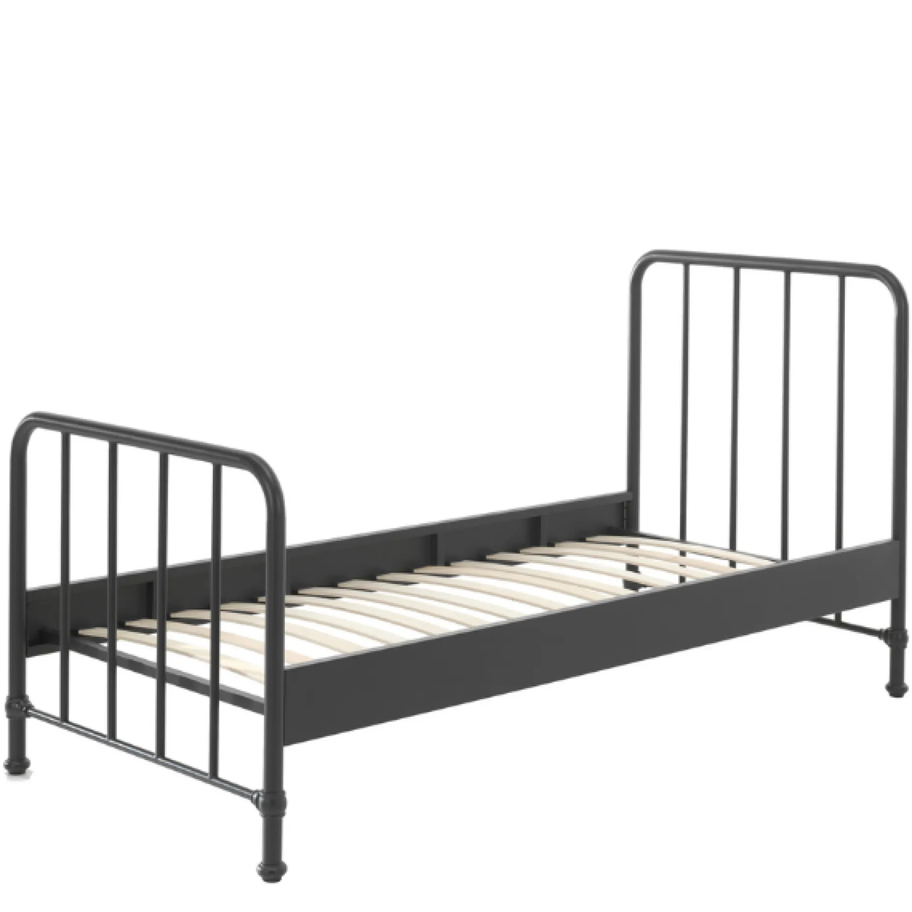 Bett Bronxx Metall 90x200 (inkl. Lattenrost) mit Nachttisch - mattschwarz