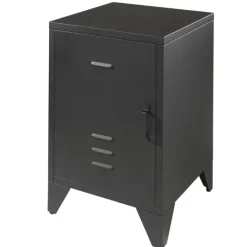 Bett Bronxx Metall 90x200 (inkl. Lattenrost) mit Nachttisch - mattschwarz