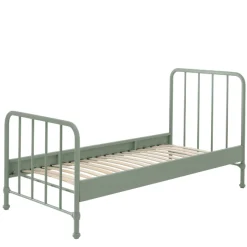 Bett Bronxx Metall 90x200 (inkl. Lattenrost) mit Nachttisch - matt olivgrün