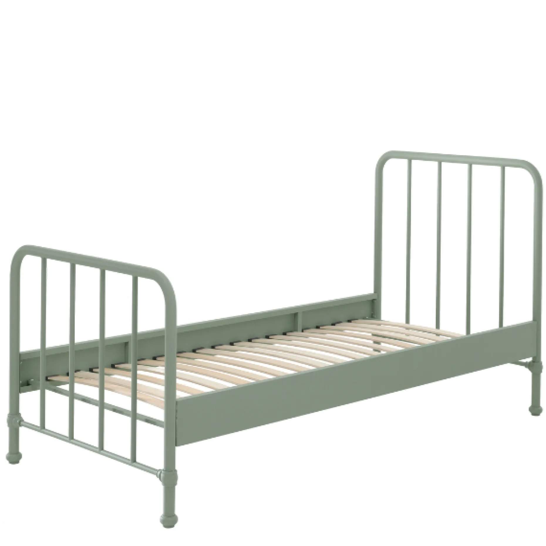 Bett Bronxx Metall 90x200 (inkl. Lattenrost) mit Nachttisch - matt olivgrün