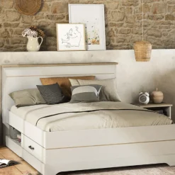 Bett Charme 160x200 cm-Kronberg Eiche/weiß strukturiert