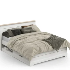 Bett Charme 160x200 cm-Kronberg Eiche/weiß strukturiert