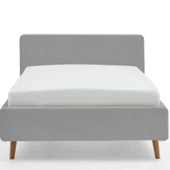 Bett Dalila 140x200cm teddy stoff mit aufbewahrung - grau