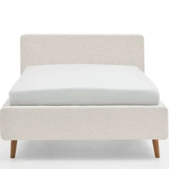 Bett Dalila 140x200cm teddy stoff mit aufbewahrung - weiß