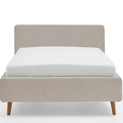 Bett Dalila 140x200cm teddy stoff mit aufbewahrung - beige
