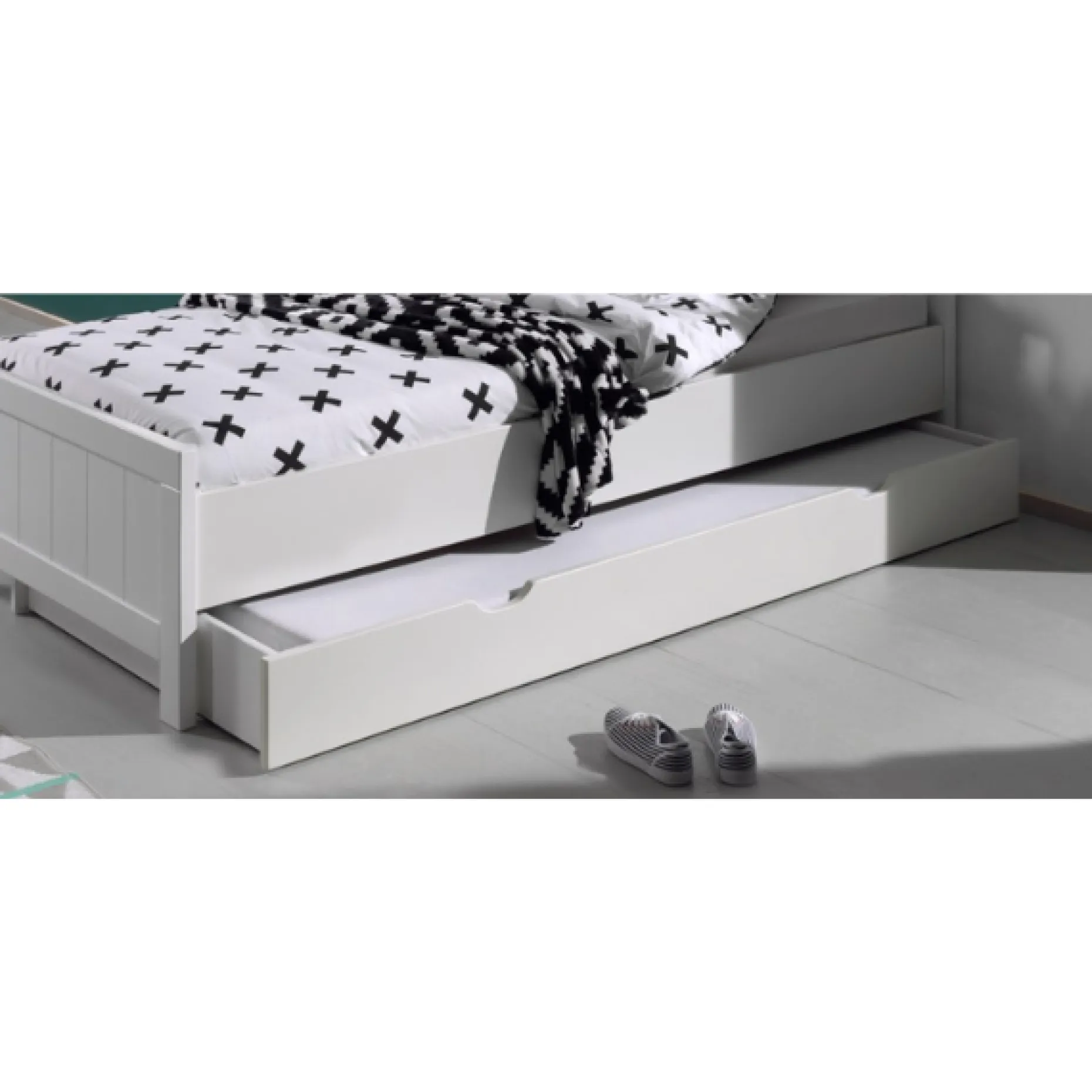 Bett Erik 90x200cm (inkl. Lattenrost) mit Bettkasten 90x190 cm - weiß