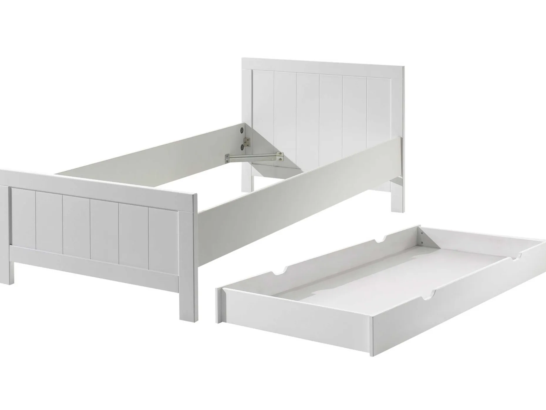 Bett Erik 90x200cm mit Bettkasten - weiß