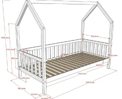 Bettgestell Home - 90x200 cm - mit Gitter - mit Bettschublade - Eiche
