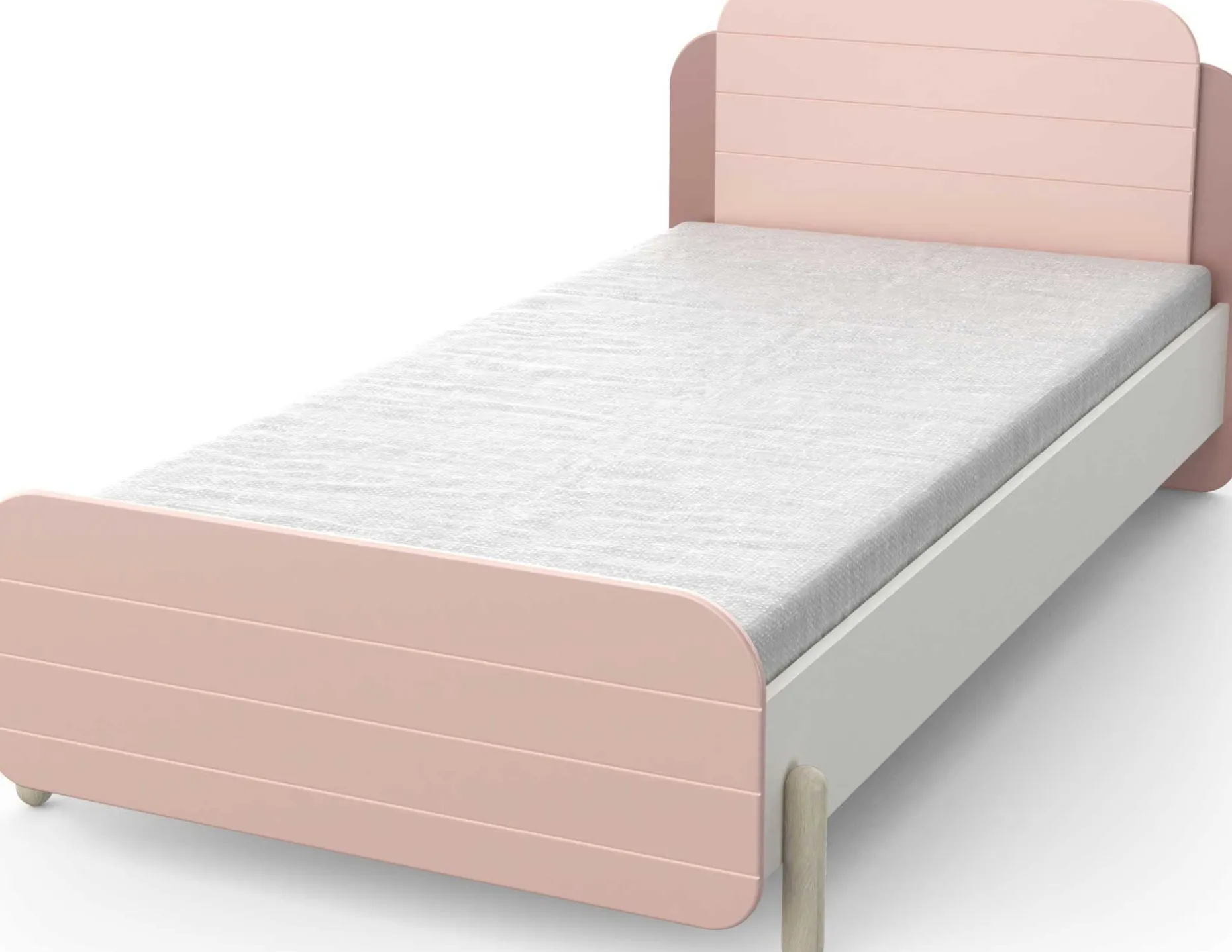 Bett Janne 90 x 200 cm-mattrosa/mattweiß