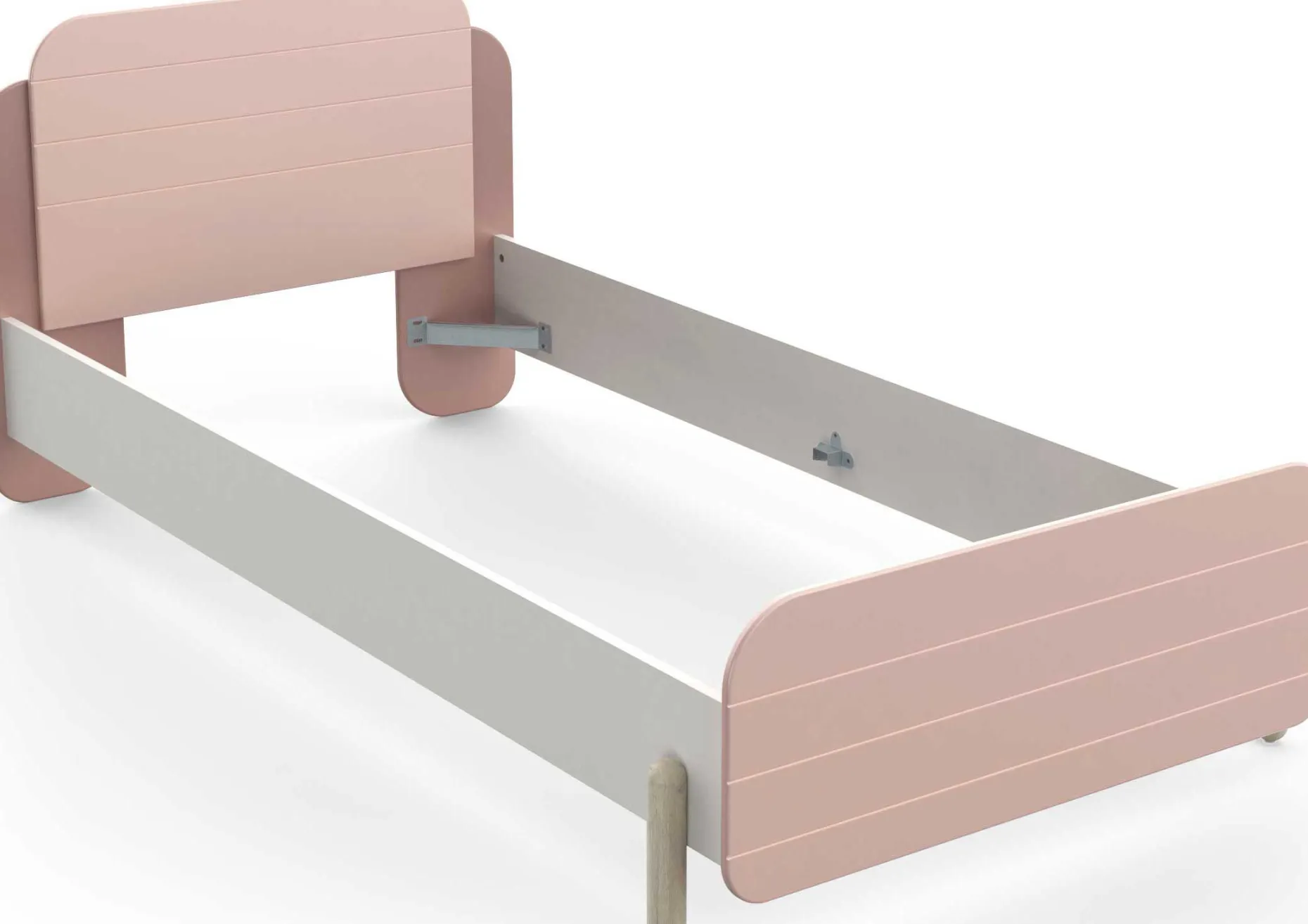 Bett Janne 90 x 200 cm-mattrosa/mattweiß