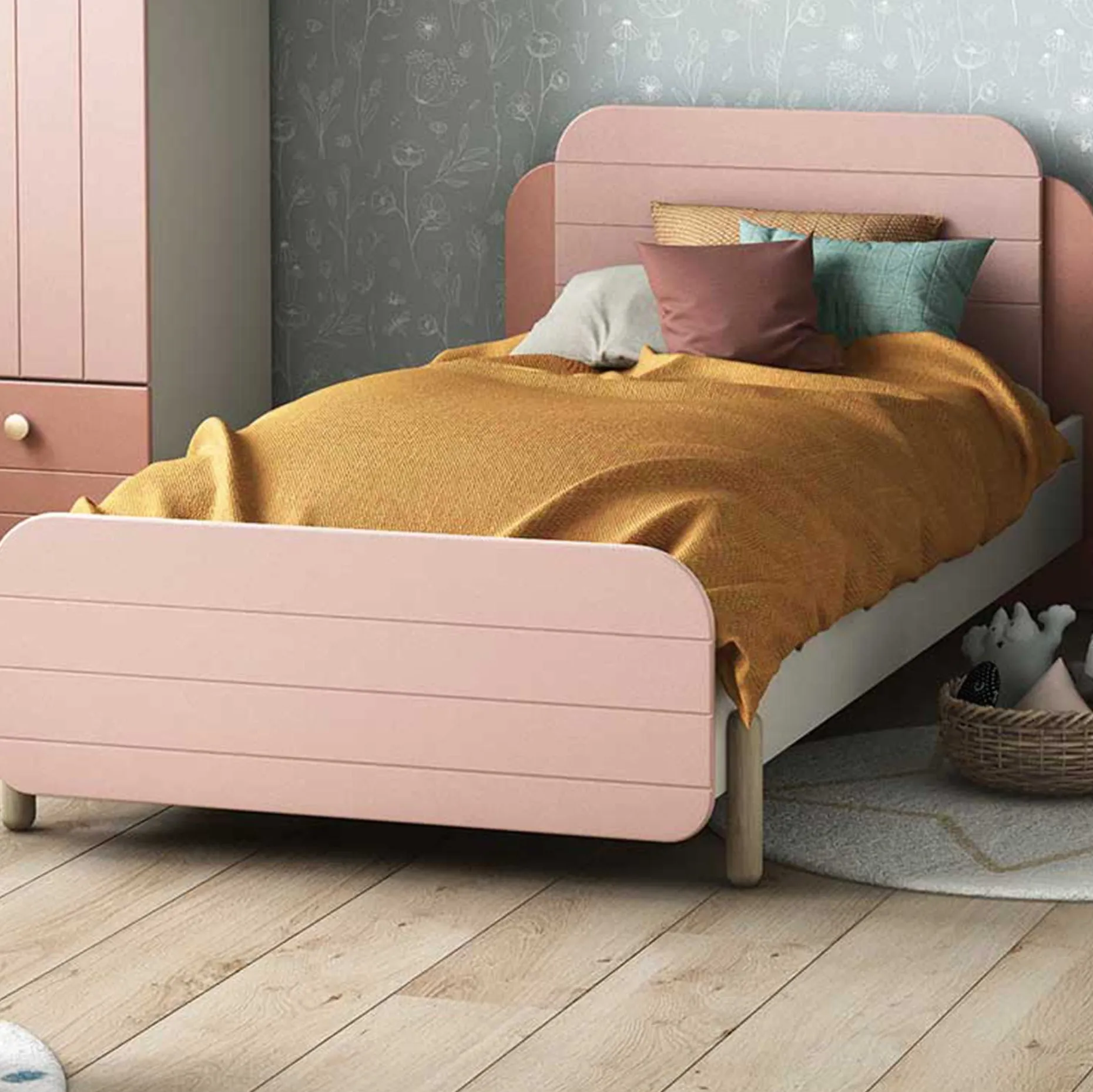 Bett Janne 90 x 200 cm-mattrosa/mattweiß