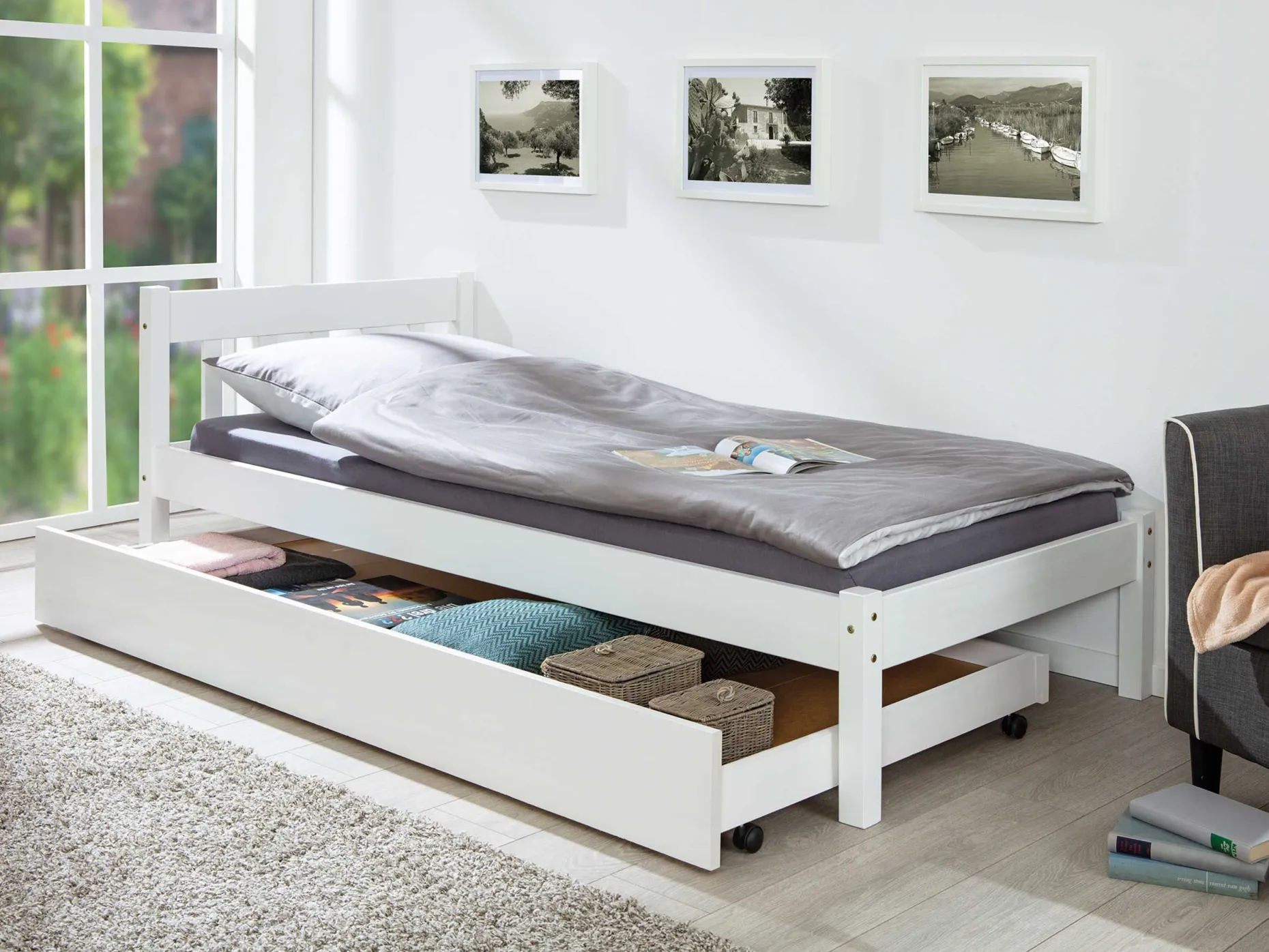 Bettkasten 200cm für Betten Interlink - weiß