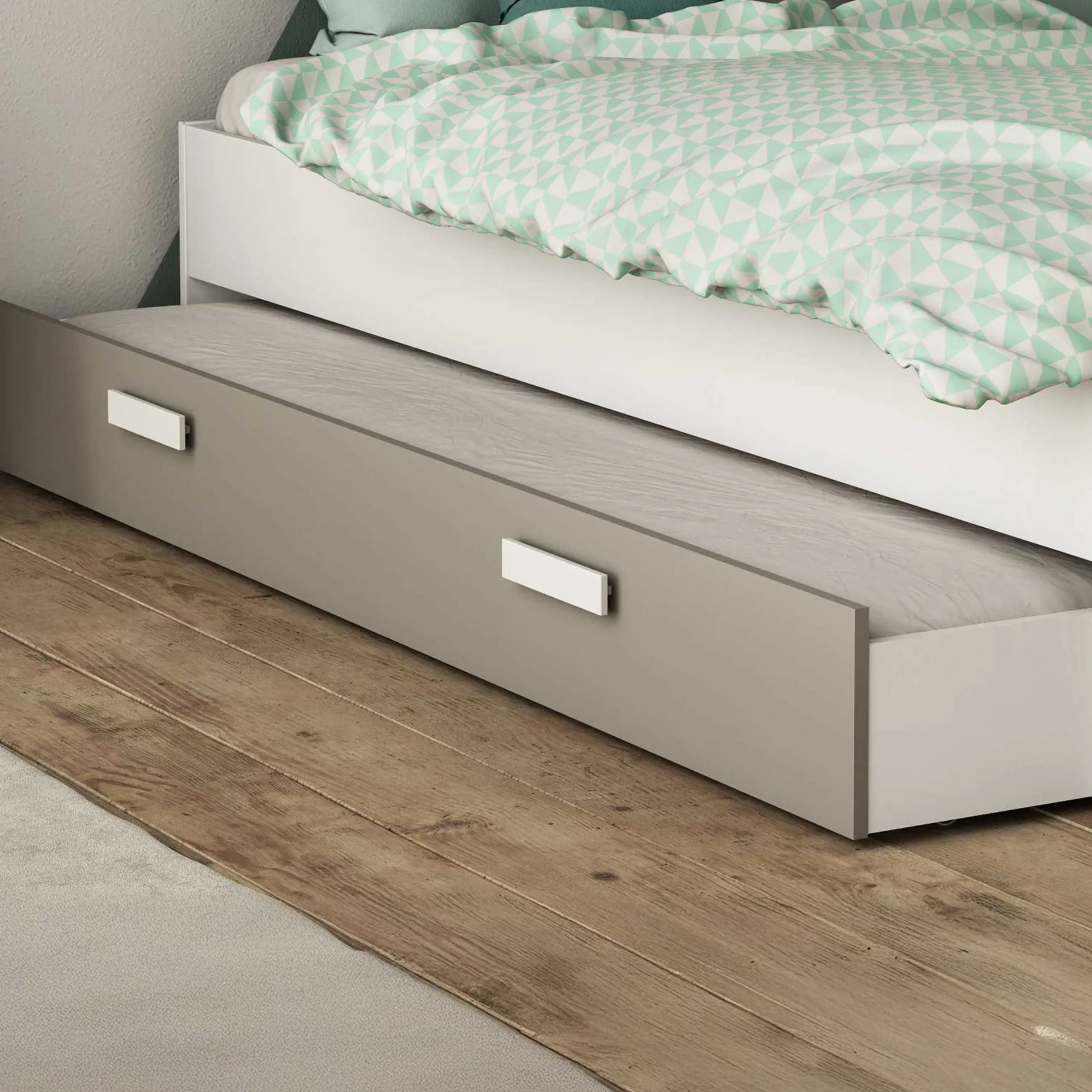 Bettkasten Tidelle matt weiß/beige