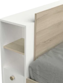 Bett Liva 90 x 190/200 cm-Kronberg Eiche/Mattweiß