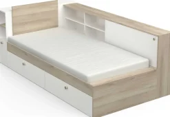 Bett Liva 90 x 190/200 cm-Kronberg Eiche/Mattweiß