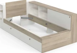 Bett Liva 90 x 190/200 cm-Kronberg Eiche/Mattweiß