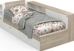 Bett Liva 90 x 190/200 cm-Kronberg Eiche/Mattweiß