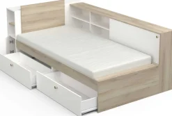Bett Liva 90 x 190/200 cm-Kronberg Eiche/Mattweiß