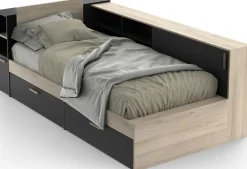 Bett Liva 90 x 190/200 cm-Kronberg Eiche/Mattschwarz