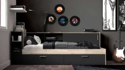 Bett Liva 90 x 190/200 cm-Kronberg Eiche/Mattschwarz