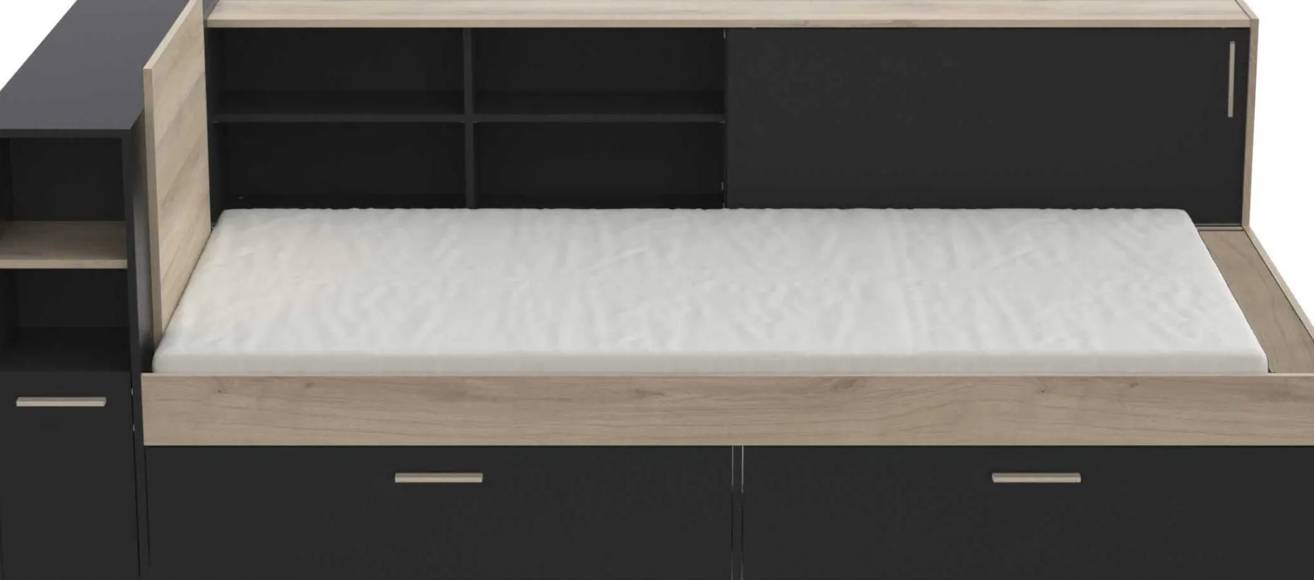 Bett Liva 90 x 190/200 cm-Kronberg Eiche/Mattschwarz